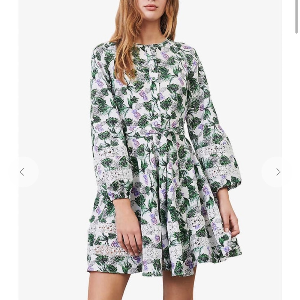 Roman Floral Print Lace Inset Dress